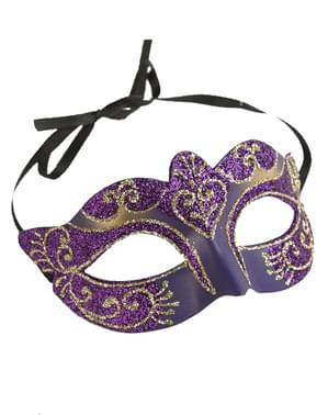 Loup vénitien paillettes violet adulte