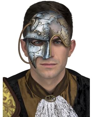 Maska pro dospělé steampunková půl tváře stříbrná