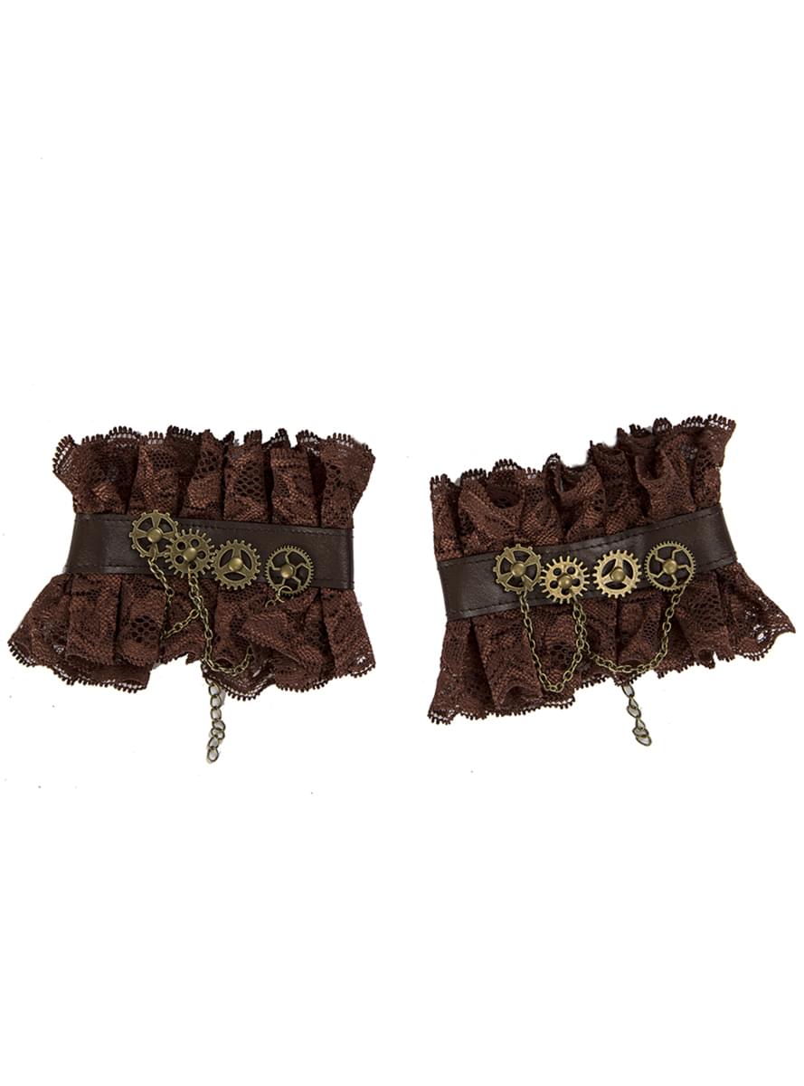 Steampunk wristbands with cogs for adults