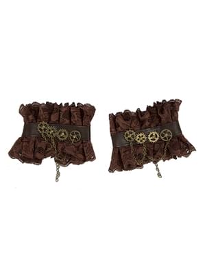 Munhequeiras steampunk com rodas dentadas para adulto