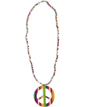 Hippie necklace with peace charm for adults