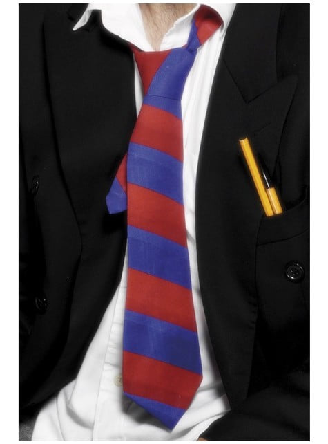 Krawat szkolny czerwono-niebieski