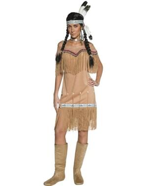 Дамски костюм на индианец от дивия запад с пискюли