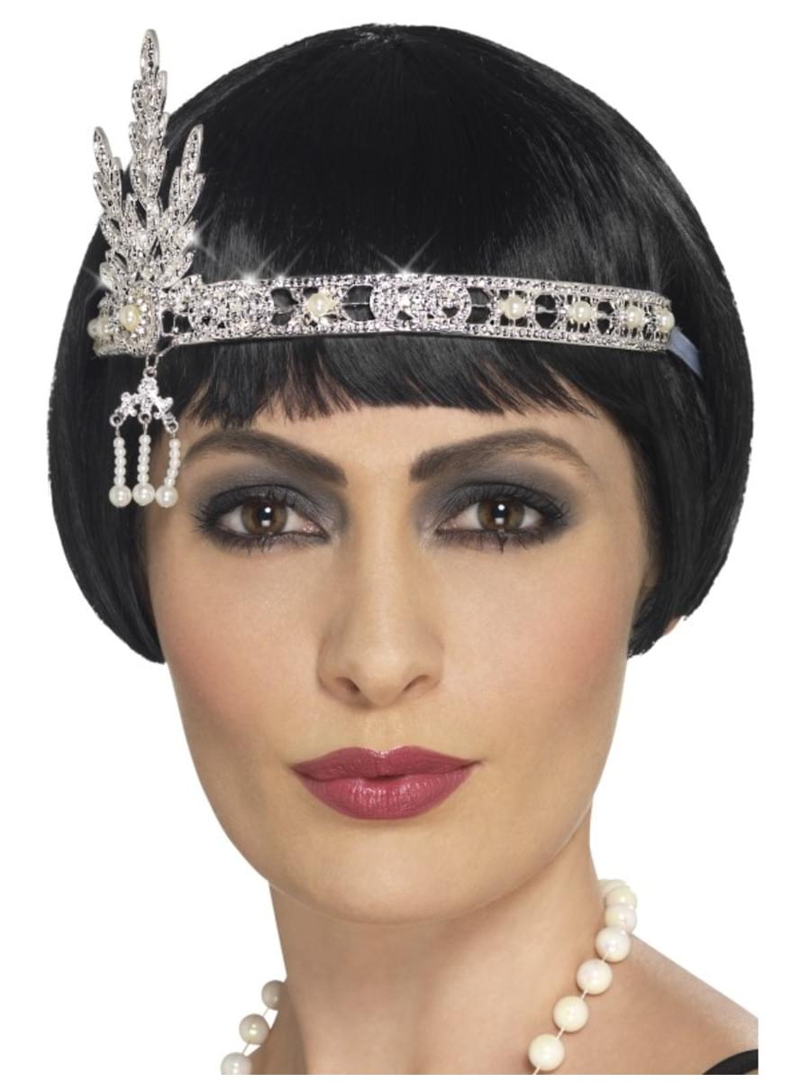 Silver 20's hair ribbon for women