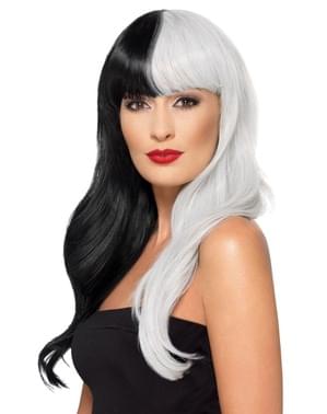 Deluxe white and black witch wig for women