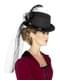 Cappello vittoriano con piuma e velo nero per adulto