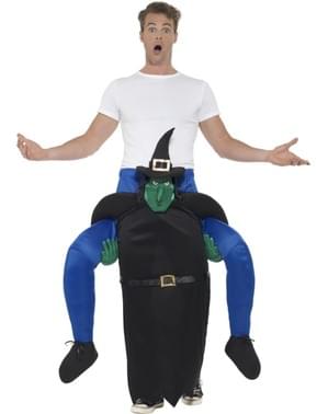 Maskeraddräkt häxa grön ride on för vuxen