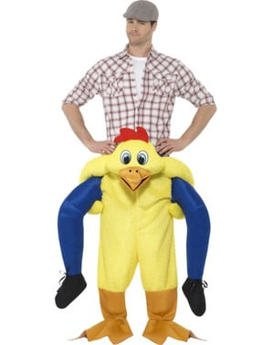 Maskeraddräkt kyckling gul ride on för vuxen
