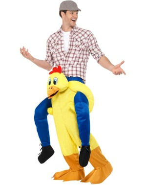 Costume di pollo giallo ride on per adulto