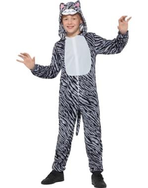 孩子的灰色鑲邊小貓服裝