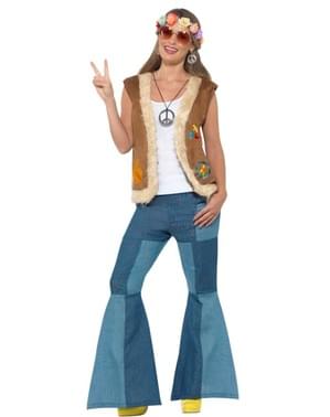Hnedá hippie vesta pre dospelých