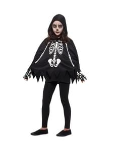 Poncho de esqueleto infantil