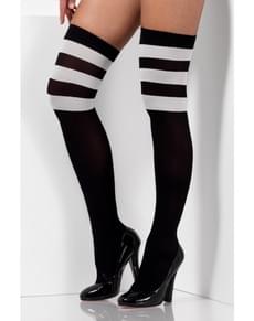 Meias-calças de cheerleader riscadas para mulher