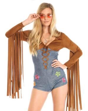 Disfraz de hippie sexy deluxe para mujer