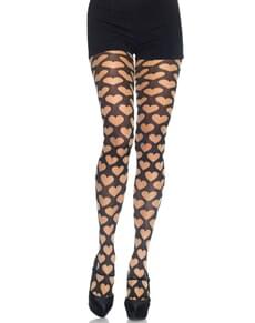 Collants de corações pretos para mulher