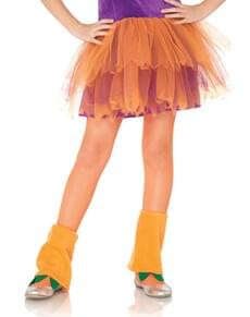 Collants de rede cor de laranja para menina