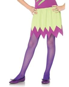 Collants de rede roxos para menina