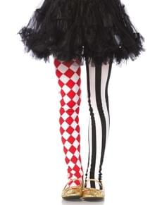 Collants de arlequim vermelho e preto para menina