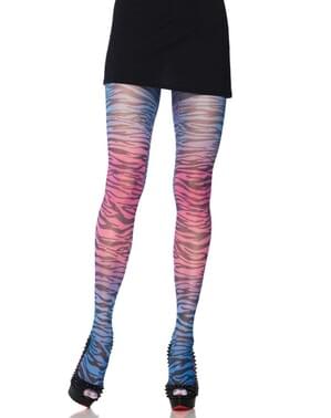 Pantys de cebra multicolor para mujer