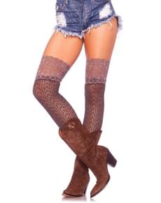 Meias-calças de crochet para mulher