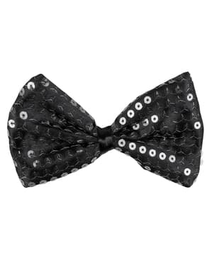 Черный новогодний галстук-бабочка для взрослых