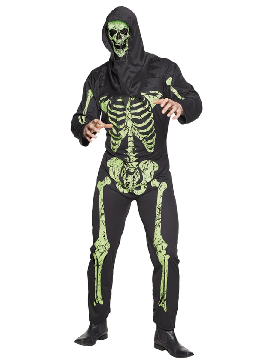 Costum de schelet verde neon pentru bărbat
