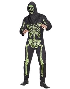Costume da scheletro verde neon per uomo