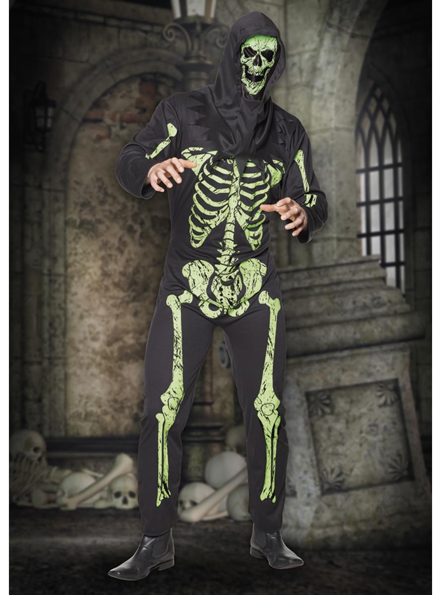 Costum de schelet verde neon pentru bărbat