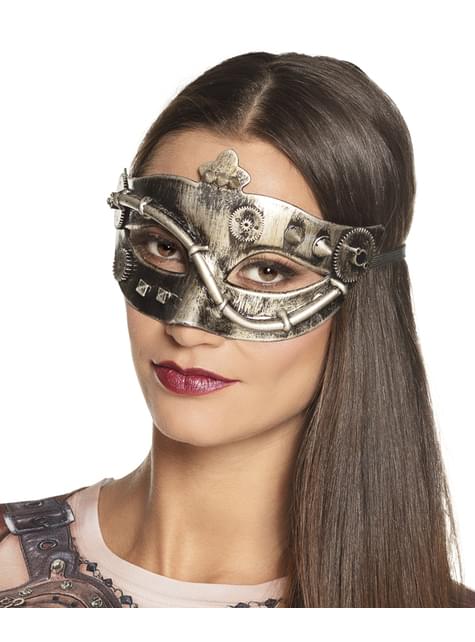 Mask steampunk kugghjul guld för vuxen