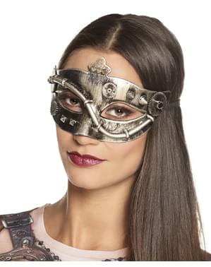 Antifaz steampunk de engranajes dorado para adulto