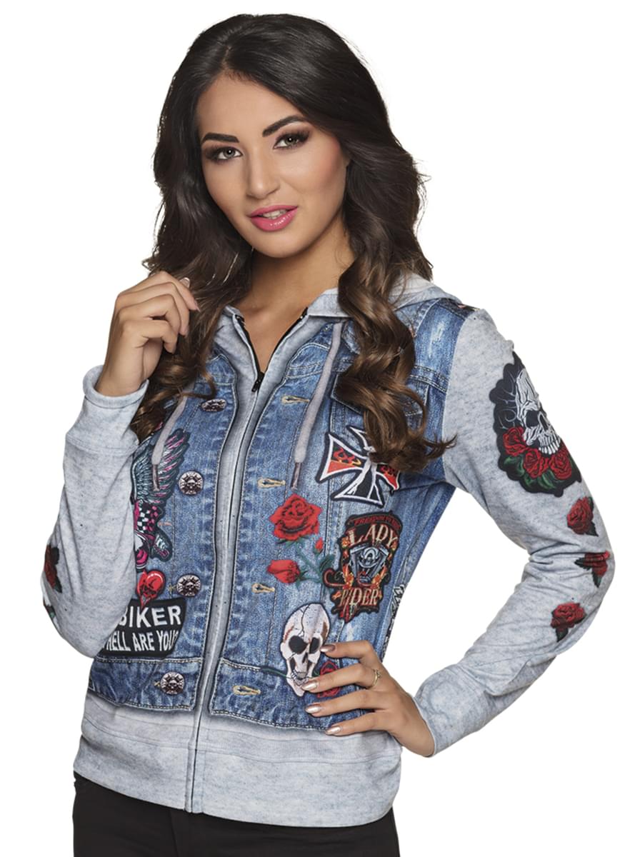 Blauw motorjasje voor vrouw