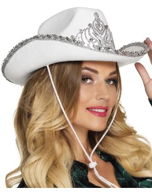 Cowboy Hut weiß-silber für Erwachsene