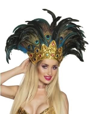 Accesoriu de carnaval pentru cap cu pene de păun pentru adult