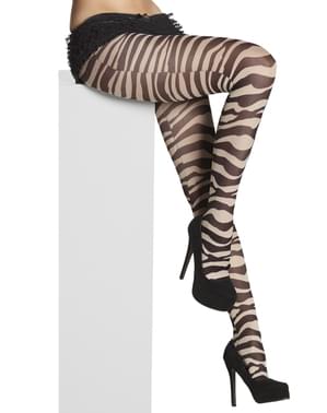 Collants zebrati marroni per donna