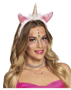 Diadema de unicornio blanco para adulto