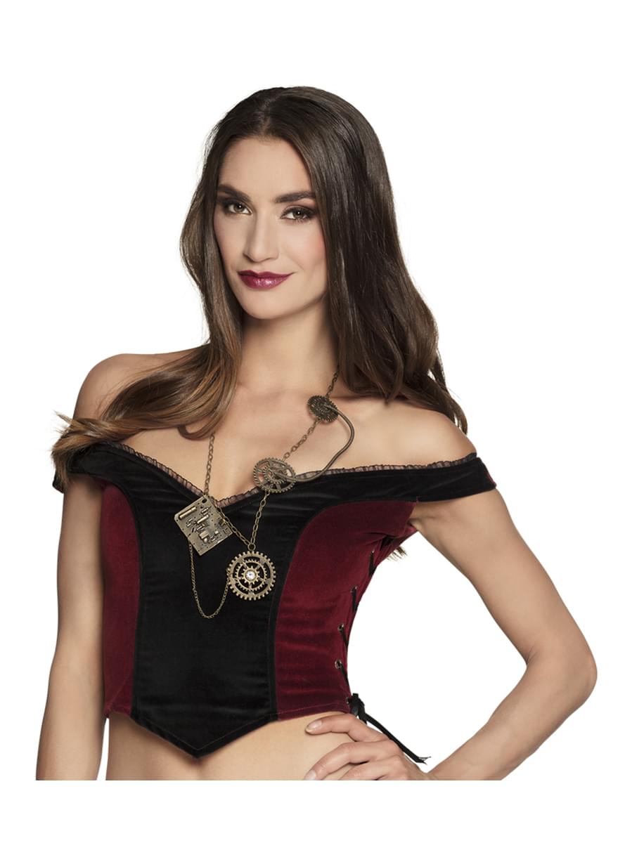 Steampunk Kette mit Räderwerk gold
