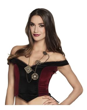 Collana steampunk di ingranaggi dorati