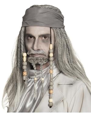 Peluca de pirata fantasma gris para adulto