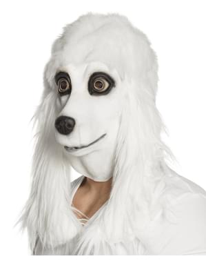 Máscara de cão Poodle branco para adulto