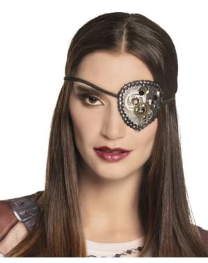 Steampunk Augenklappe silber für Erwachsene