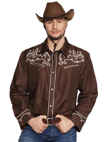 Camisa de vaquero marr n para adulto. Entrega 24h Funidelia