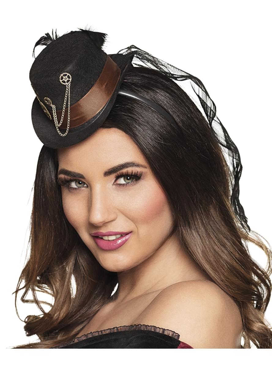Mini Hatt steampunk kugghjul svart för vuxen