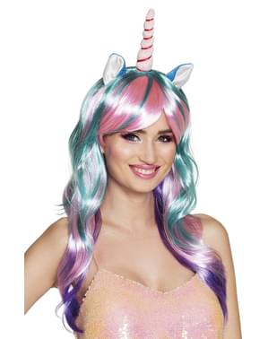 Дълги разноцветни перуки с еднорог за жени