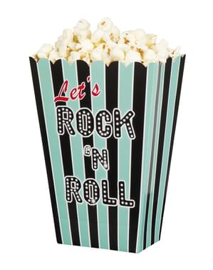 Set dari 4 kotak popcorn Rock n 'Roll