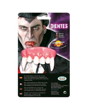 Dentadura com caninos de vampiro