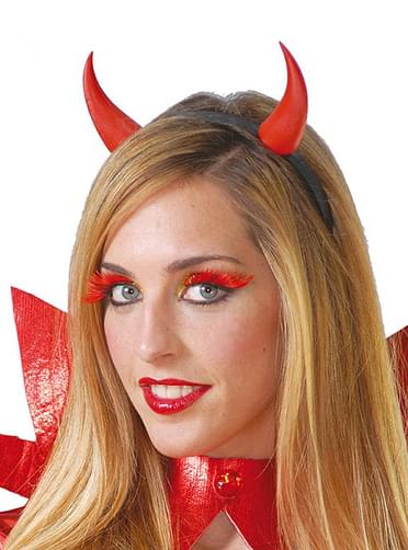 Red diabolical headband with light