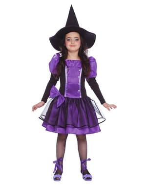 Kostum penyihir ungu untuk seorang gadis