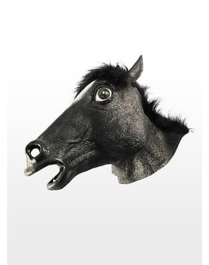Latexová maska šílený černý kůň