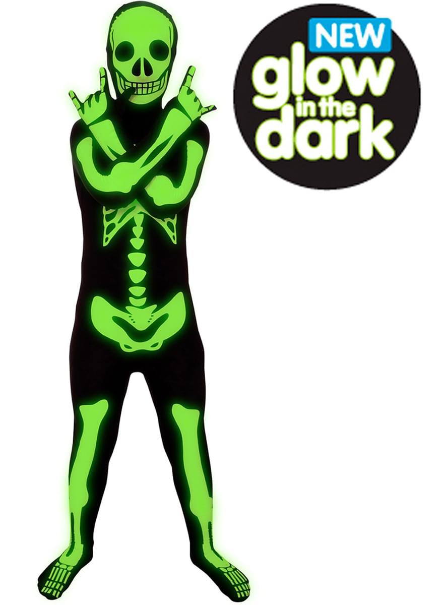 DERJLY Costume da Scheletro Bambini Halloween: Fluorescente Scheletri Costumi 4 Kit per Bambino e Bambina