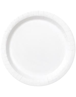 Set 8 piring putih - Garis Warna Dasar